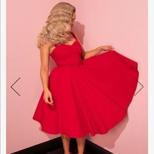 Retro 60s style red MANEATER SWING DRESS VIXEN BY MICHELINE PITT worn once!